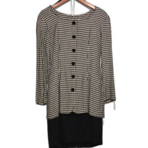 *Houndstooth Top with Attached Black Skirt - Size: 7/8*